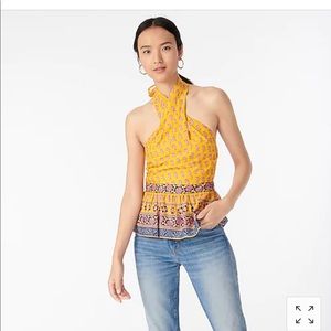 NWT J. Crew Sunny Peplum Wrap Halter Top Sz L